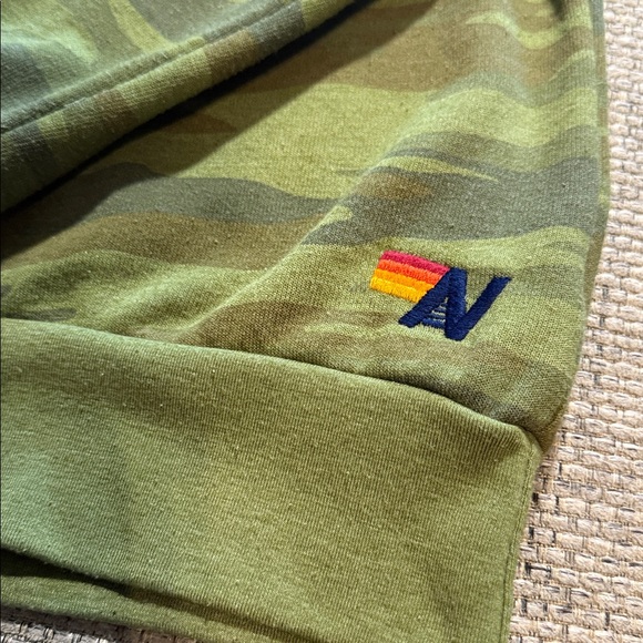 VTG RARE Aviator Nation Logo Stitch Camo Pullover Hoodie Green Women’s XS - Picture 5 of 7